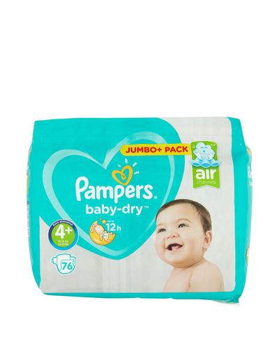 Pampers Baby Dry Size: 4 Plus Jumbo Pack - 76 Nappies